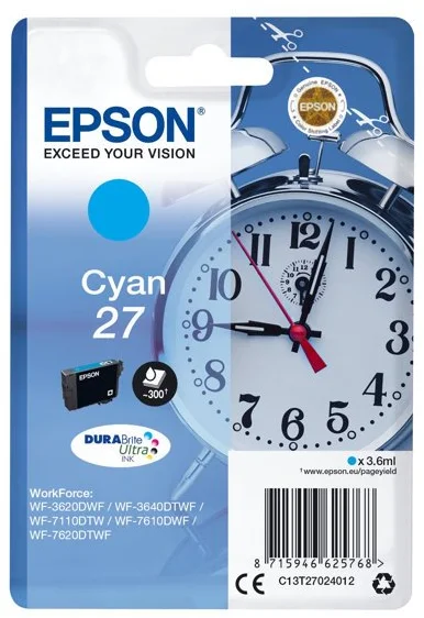 Epson Singlepack 27 DURABrite Ultra Ink - azúrová (C13T27024012) - originálne