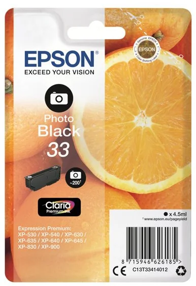 Epson Singlepack 33 Claria Ink T3341 foto čierna - originálne C13T33414012