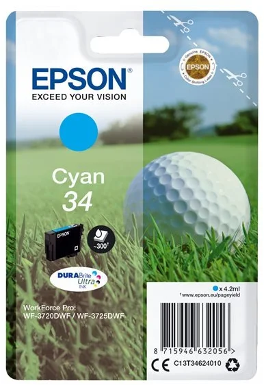 Epson Singlepack 34 DURABrite Ultra Ink T3462 azúrová - originálne C13T34624010