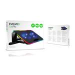 EVOLVEO CoolPro, chladiaca podložka pod notebook, 2 ventilátory, RGB podsvietenie, čierna