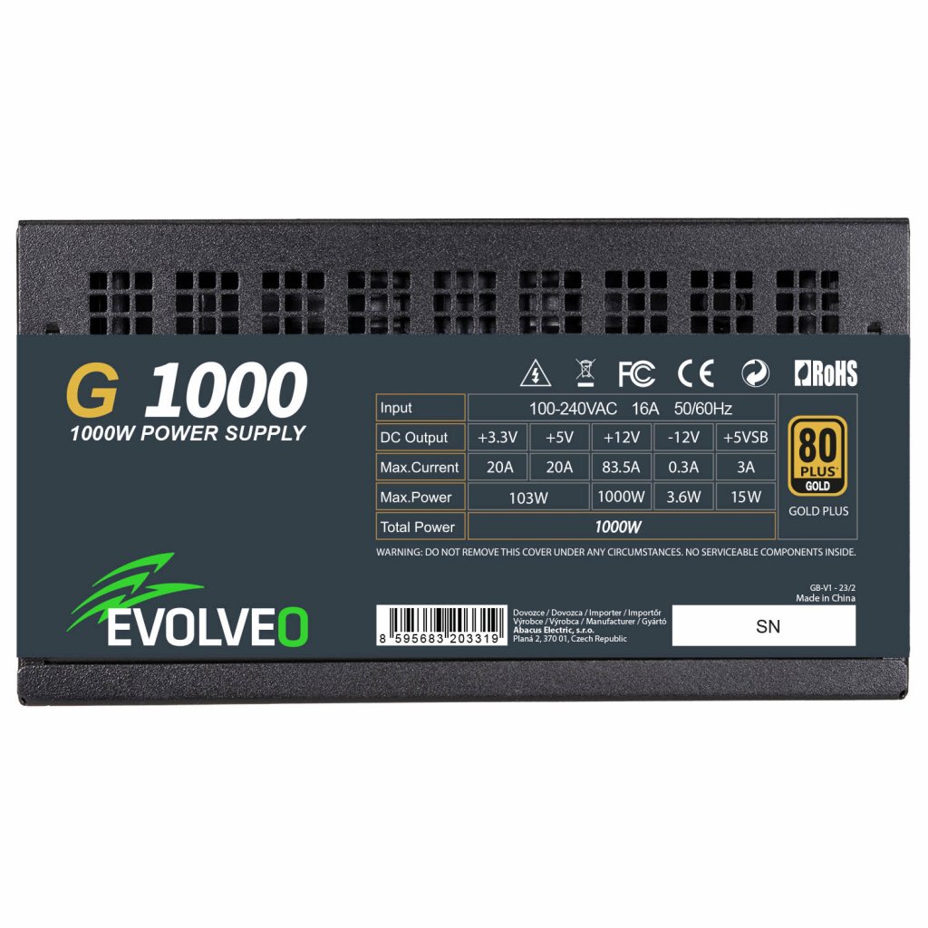 EVOLVEO G1000 PCIe 5.0, zdroj 1000W, ATX 3.0, 80+