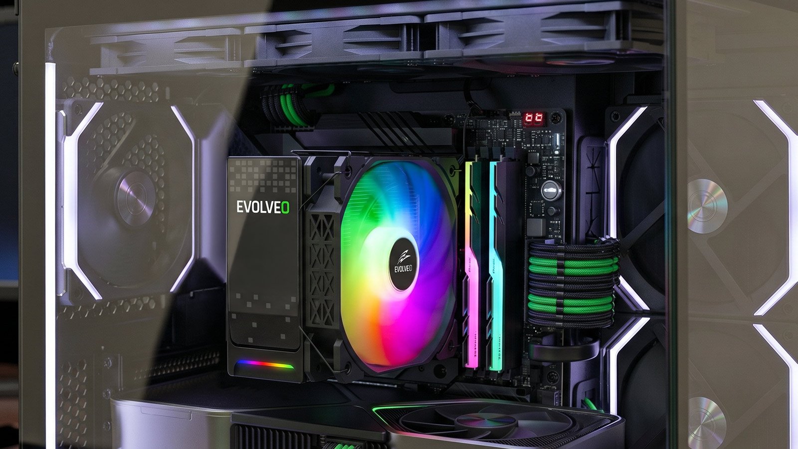 EVOLVEO QuietCool5, chladič procesora, 6x tepelných trubíc, čierny