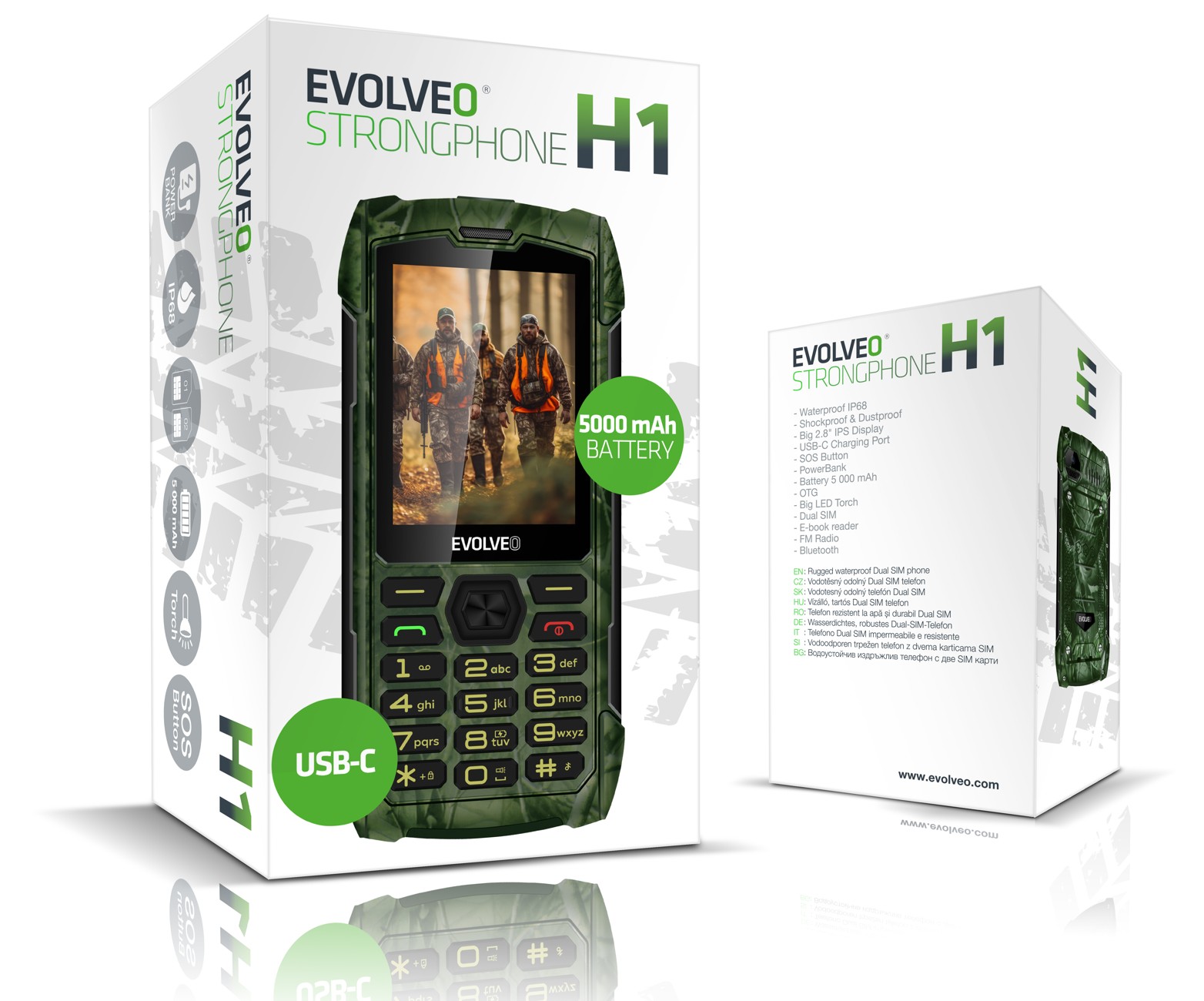 EVOLVEO StrongPhone H1 lovecká kamufláž