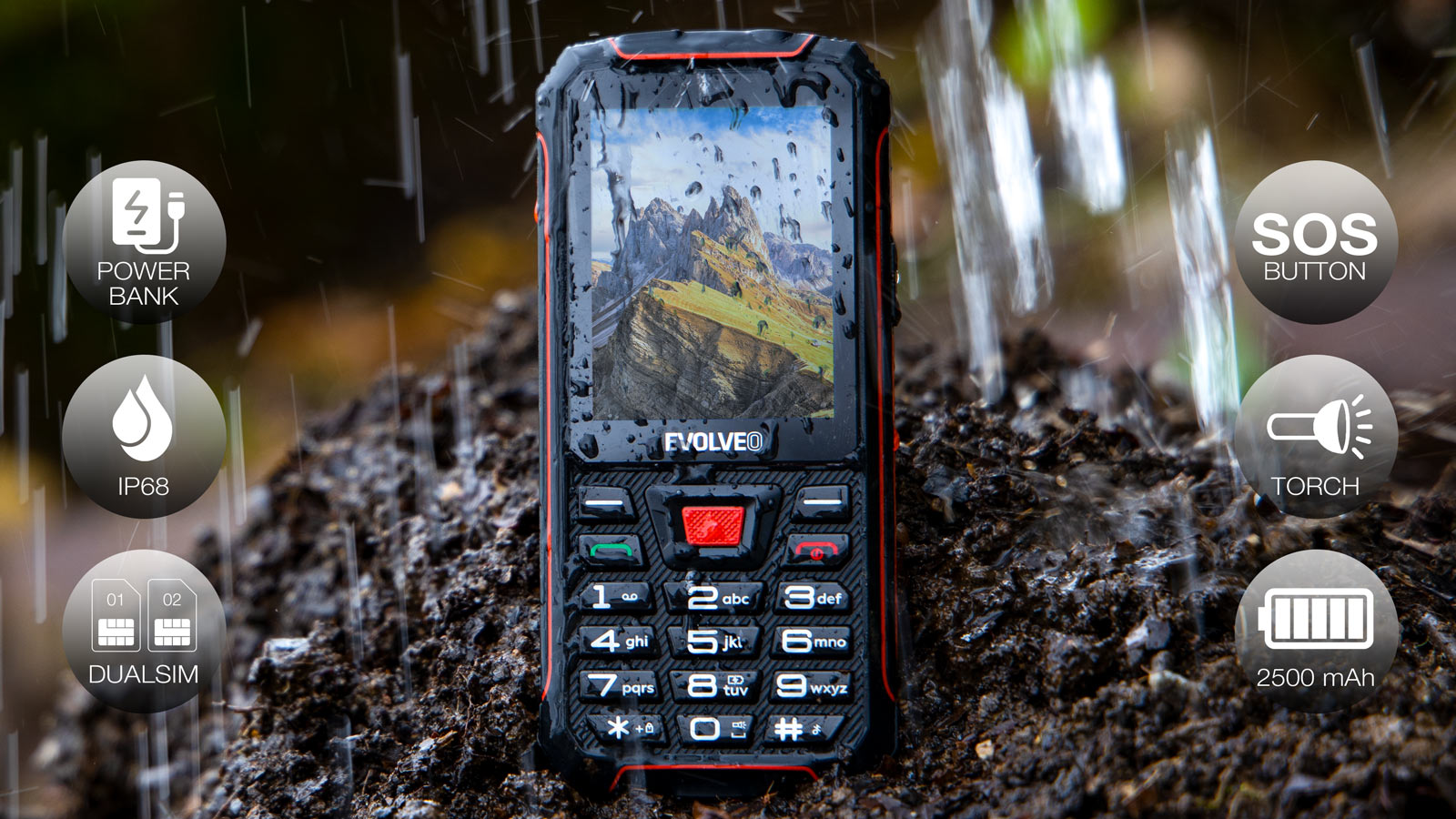 EVOLVEO StrongPhone W4 černo-červený