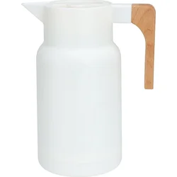 Excellent Domáce potreby Dávkovacia termoska s drevenou rukoväťou biela, 1 l