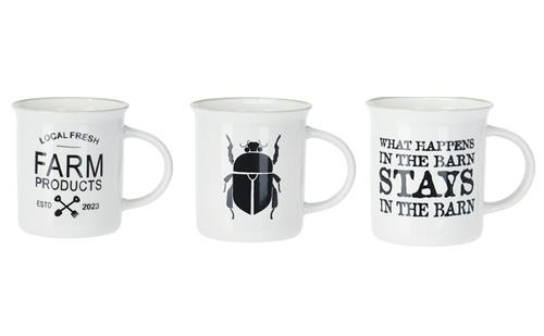 Excellent Houseware Hrnek na kávu i čaj VINTAGE, sada 3 ks, 330 ml 