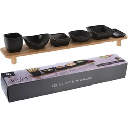 Excellent Houseware  Servírovací misky s bambusovým podnosem, sada 7 ks
