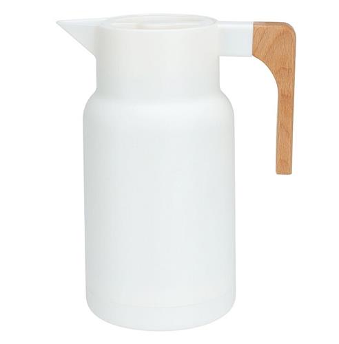 Excellent Houseware Termoska dávkovací s dřevěnou rukojetí bílá, 1 l