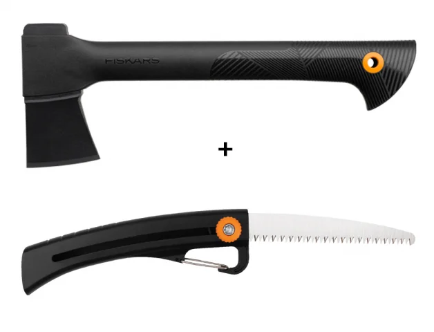 Fiskars Set univerzálna sekera A6 + záhradná píla SW16 Solid