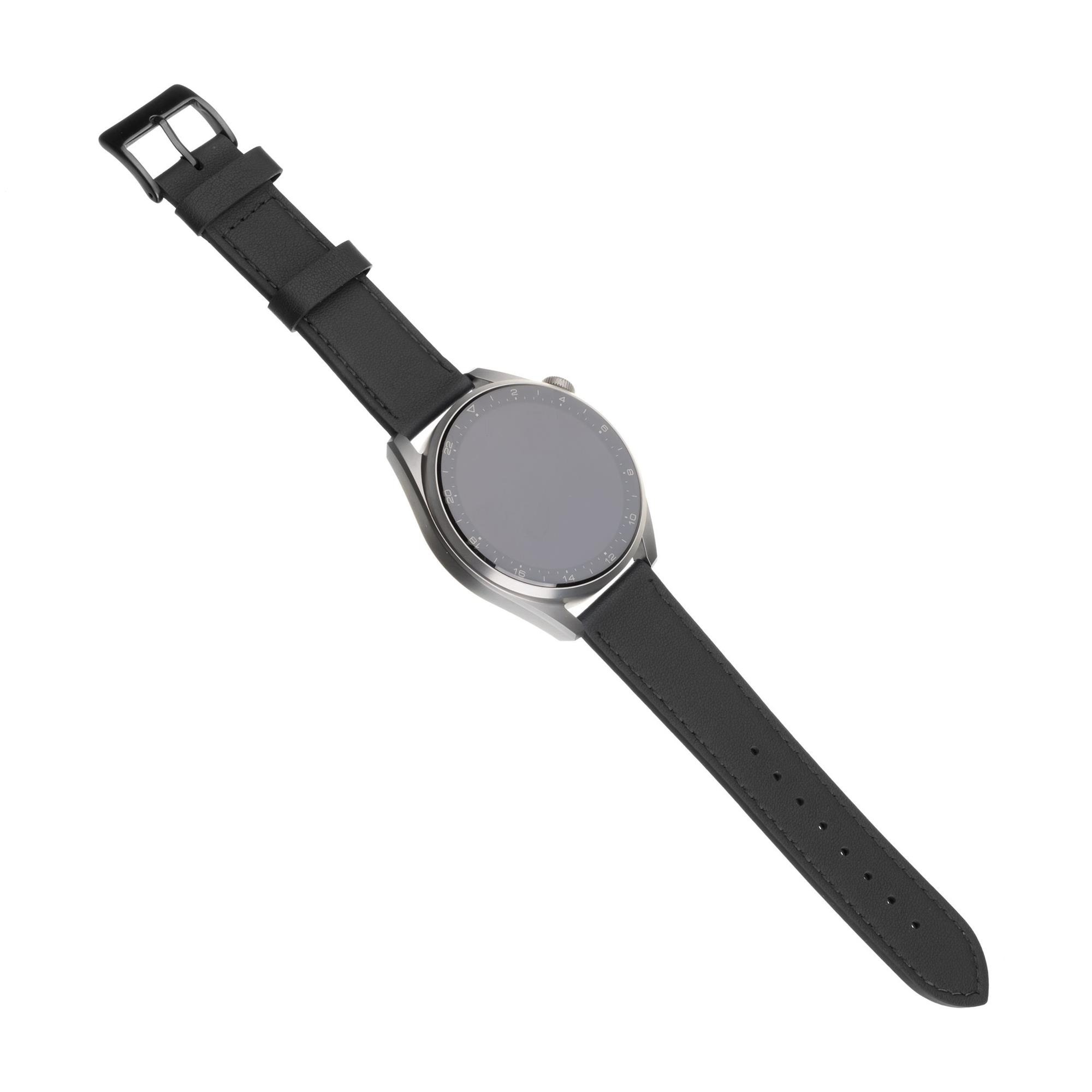 Fixed Leather Strap so šírkou 22mm pre smartwatch, čierny FIXLST-22MM-BK