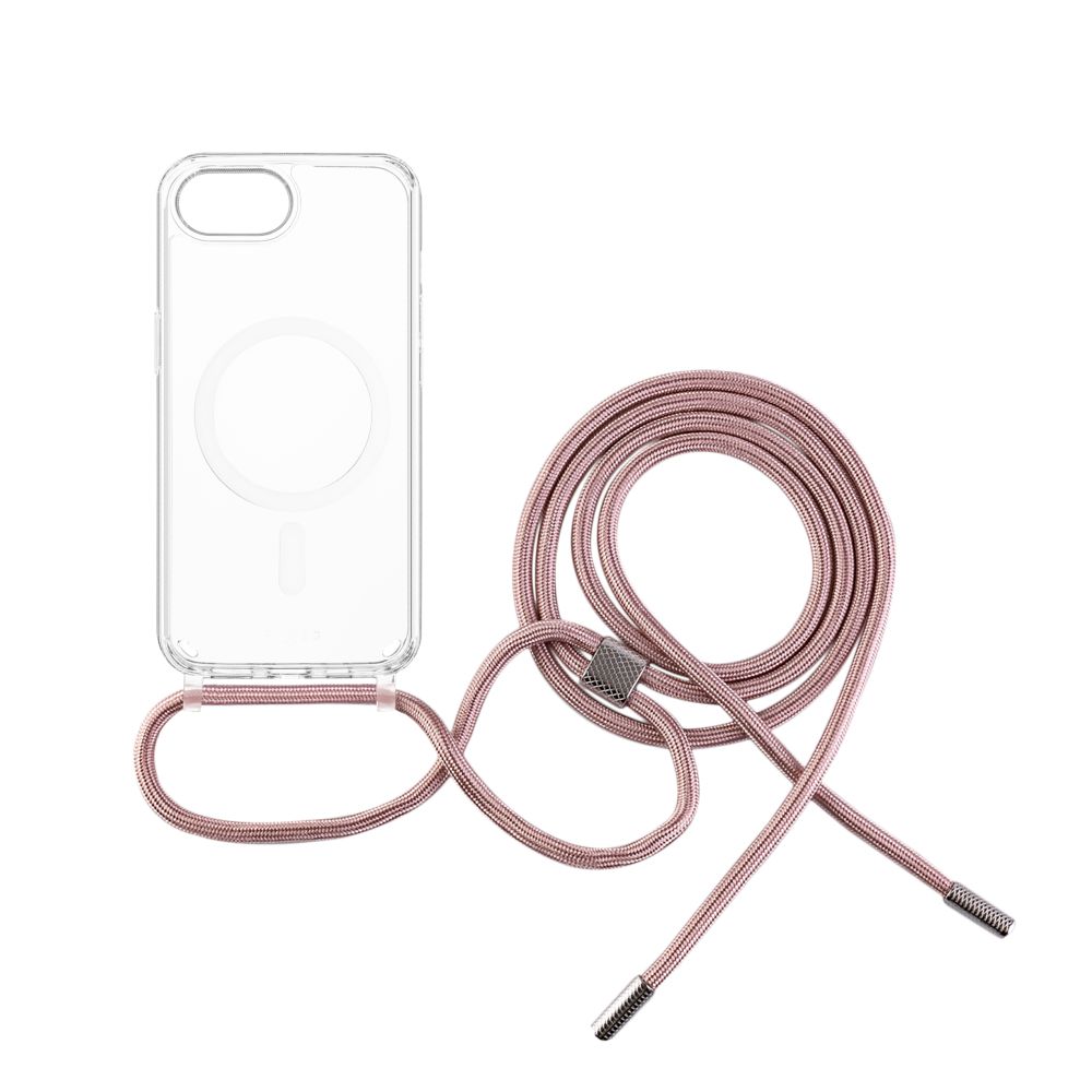 FIXED MagPure puzdro na krk s ružovou šnúrkou pre Apple iPhone 16e