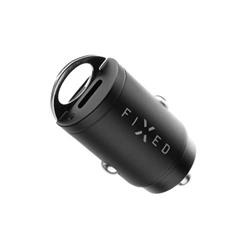 FIXED nabíjačka do auta s výstupom 2xUSB-C v miniatúrnom vyhotovení, podpora PD, 30 W, čierna
