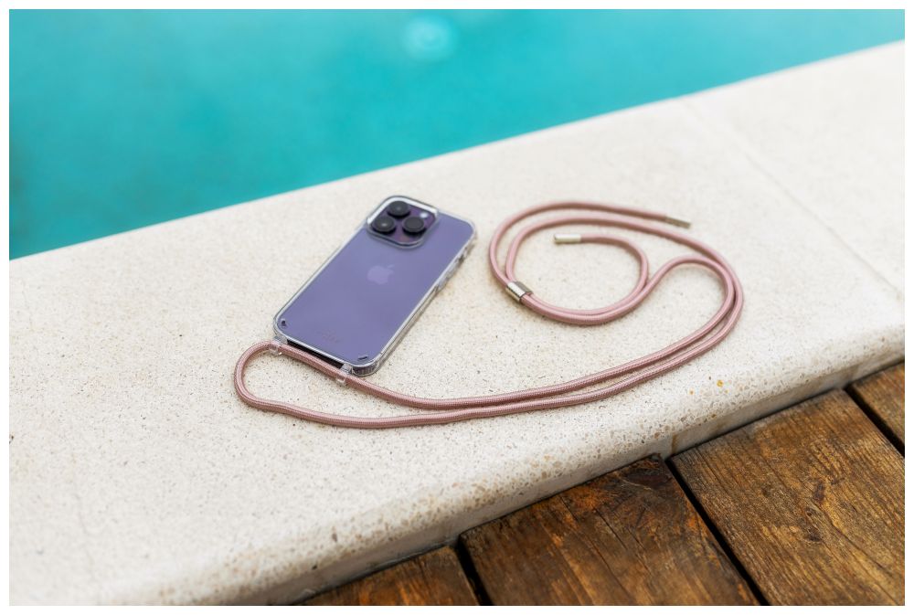 FIXED Pure Neck puzdro s ružovou šnúrkou pre Apple iPhone 15 Plus