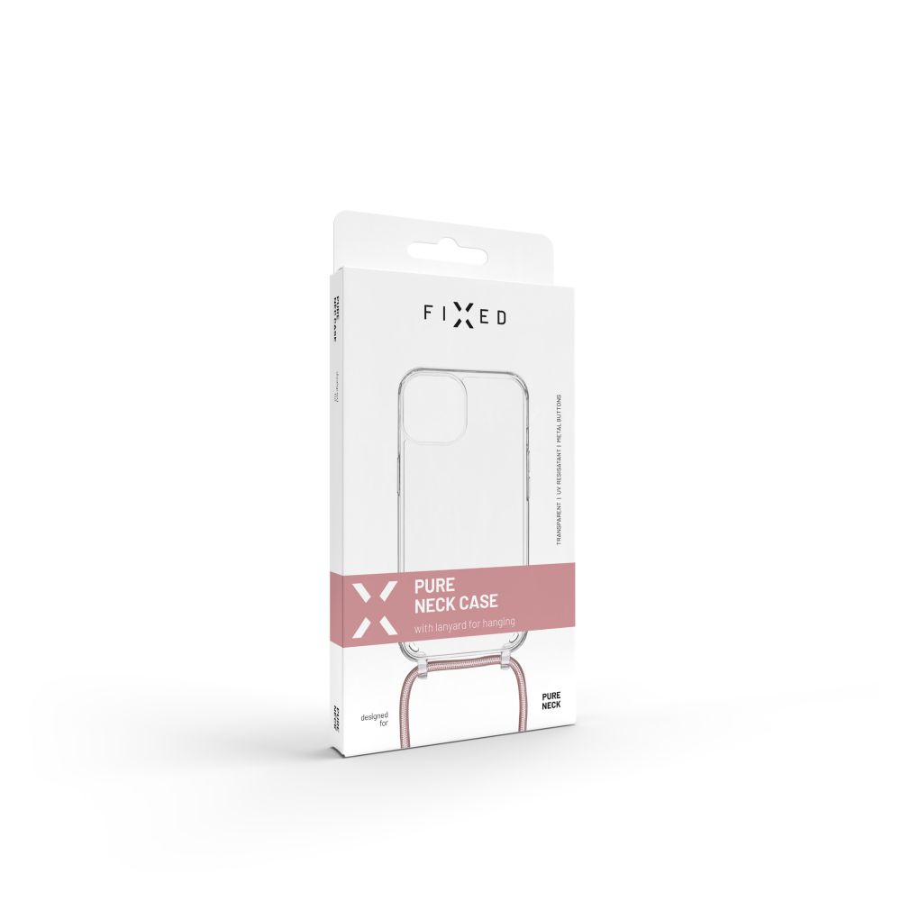 FIXED Pure Neck puzdro s ružovou šnúrkou pre Apple iPhone 15 Plus