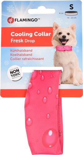 Flamingo Chladící obojek pro psy vzor kapky Fuchsia S 16-22 cm