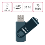 Flash disk Hama USB 3.0 Rotate, 32 GB, 70 MB/s, petrolejovo modrý