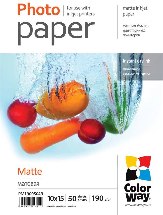 Fotopapier ColorWay/ matný 190g/m2, 10x15/ 50 ks