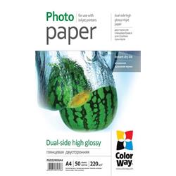 Fotopapier COLORWAY/ obojstranne vysoko lesklý 220g/m2, A4/ 50 ks