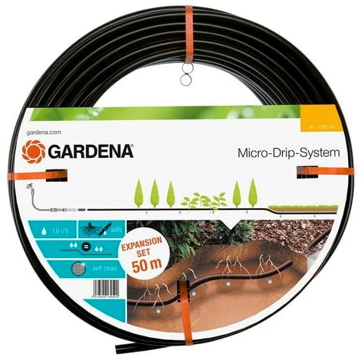 Gardena 1395-20 Predĺženie systému Micro-Drip - kvapková závlaha pre rastliny v radoch, podzemná kvapkacia hadica 13,7 mm