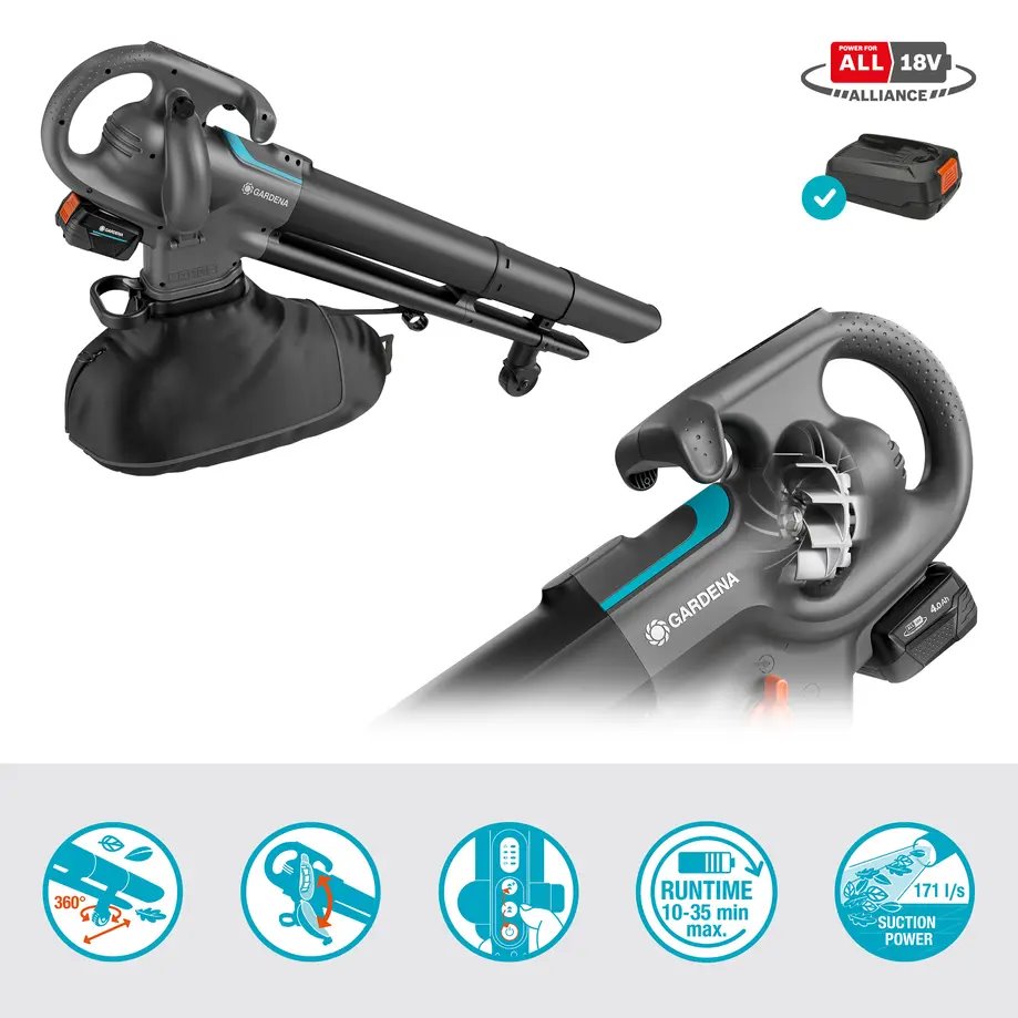 Gardena 14895-20 Akumulátorový vysávač/fúkač PowerJetCollect 18V P4A - sada