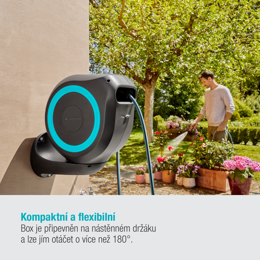 Gardena 18610-20 nástenný box na hadicu RollUp M tyrkysová