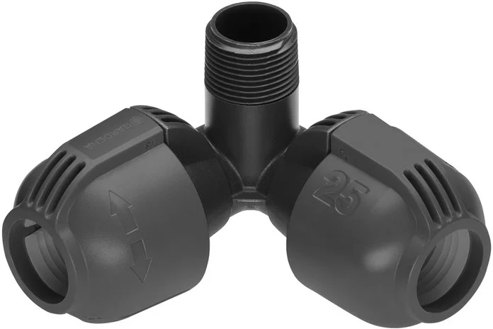 Gardena 2783-20 L-kus 25 mm x vnější závit 3/4", rohová přípojka zadešťovače