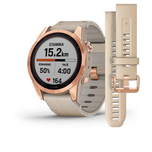 Garmin fenix 7S Sapphire Solar Style, Titan Rose Gold  / Limestone Leather Band