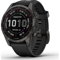 Garmin fenix 7S Sapphire Solar, Titan Carbon Gray / Black Band