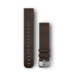 Garmin Quick Release Strap 20mm, dark brown leather, silver buckle