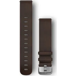 Garmin Řemínek Quick Release 20mm, kožený tmavě hnědý, stříbrná přezka 010-12691-01 - Wearables