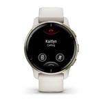 Garmin Venu 2 Plus, krémovo zlatá luneta z nehrdzavejúcej ocele, puzdro a silikónový remienok