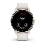 Garmin Venu  2 Plus, nerezová luneta Cream Gold, pouzdro a silikonový řemínek White