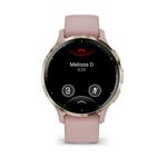 Garmin Venu 3S, Nerezová luneta Soft Gold, pouzdro Dust Rose, silikonový řemínek