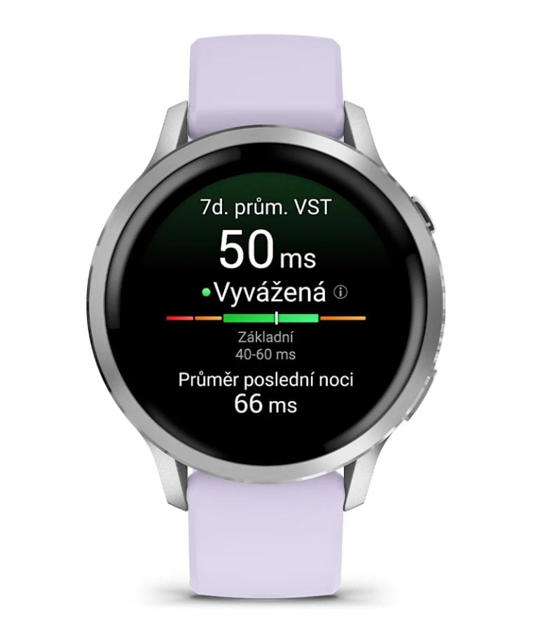 Garmin Venu 4 41mm, Silver / Periwinkle silikonový řemínek