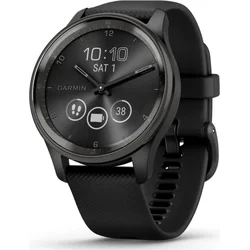 Garmin vivomove Trend, nerezová oceľ Slate lunette, čierne puzdro, silikónový remienok