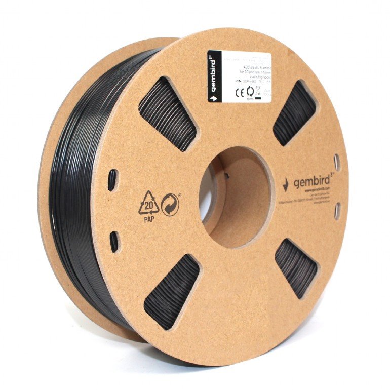 Gembird filament ABS 1.75mm 1kg, čierna 3DP-ABS1.75-01-BK