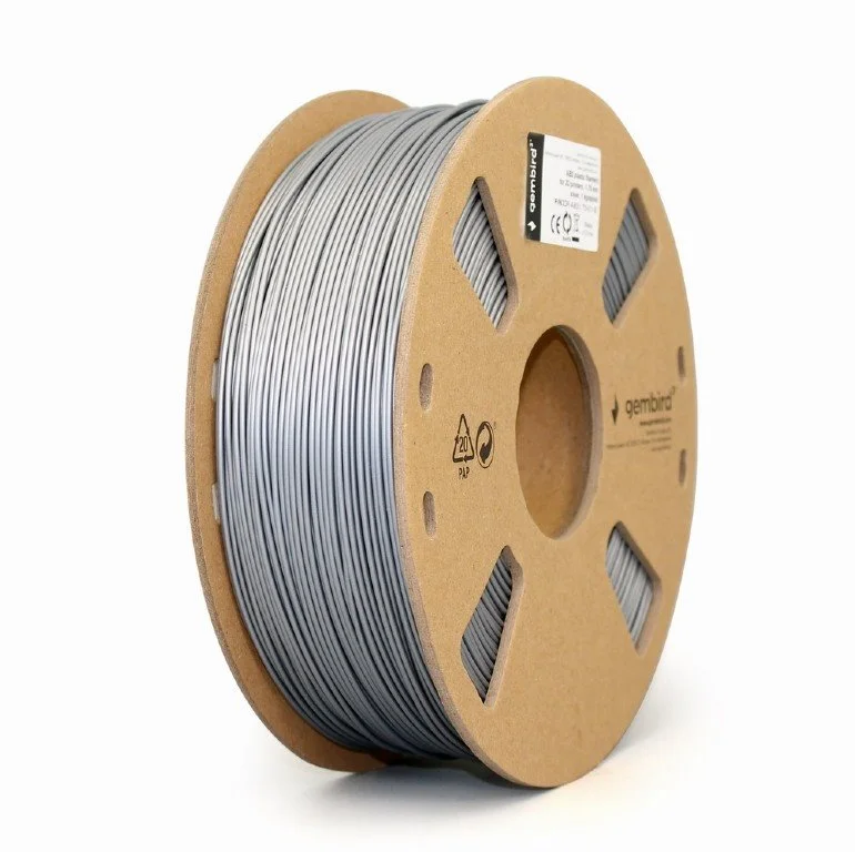 Gembird filament ABS 1.75mm 1kg, strieborná 3DP-ABS1.75-01-S