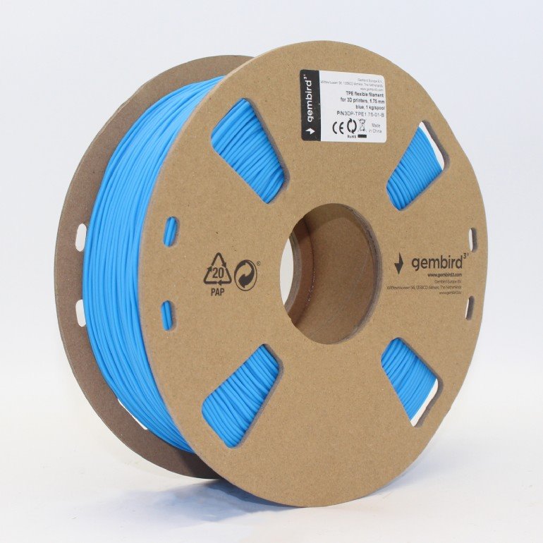 Gembird filament TPE flexible 1.75mm 1kg, modrá 3DP-TPE1.75-01-B