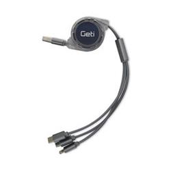 Geti kabel GCU 04 USB 3v1 stříbrný samonavíjecí