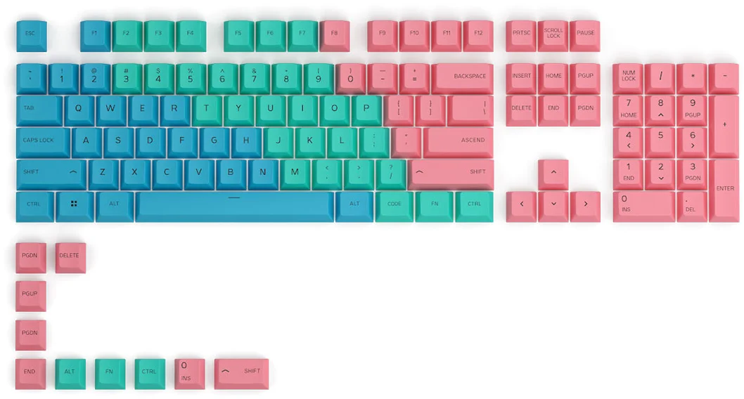 Glorious GPBT Keycaps - 114 PBT Keycaps, ANSI, US-Layout, pastelové