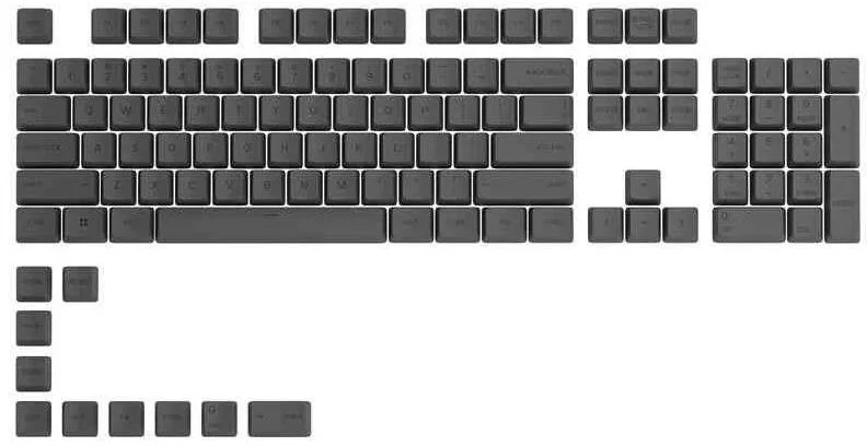 Glorious GPBT Kľúčenky - 114 PBT, ANSI, US-Layout, čierny popol