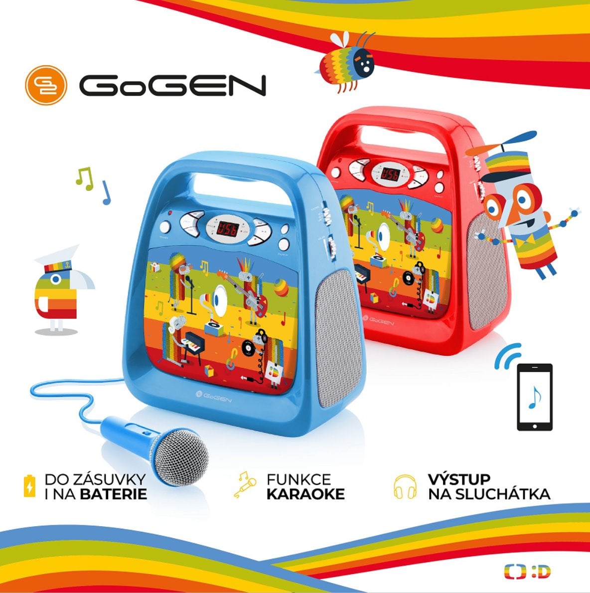 GoGEN CD přehrávač GoGEN DÉČKO KARAOKE R, červený