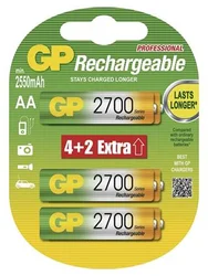 GP Nabíjecí baterie NiMH 2700 mAh R6 (AA), blistr 6 kusů (4+2 zdarma)