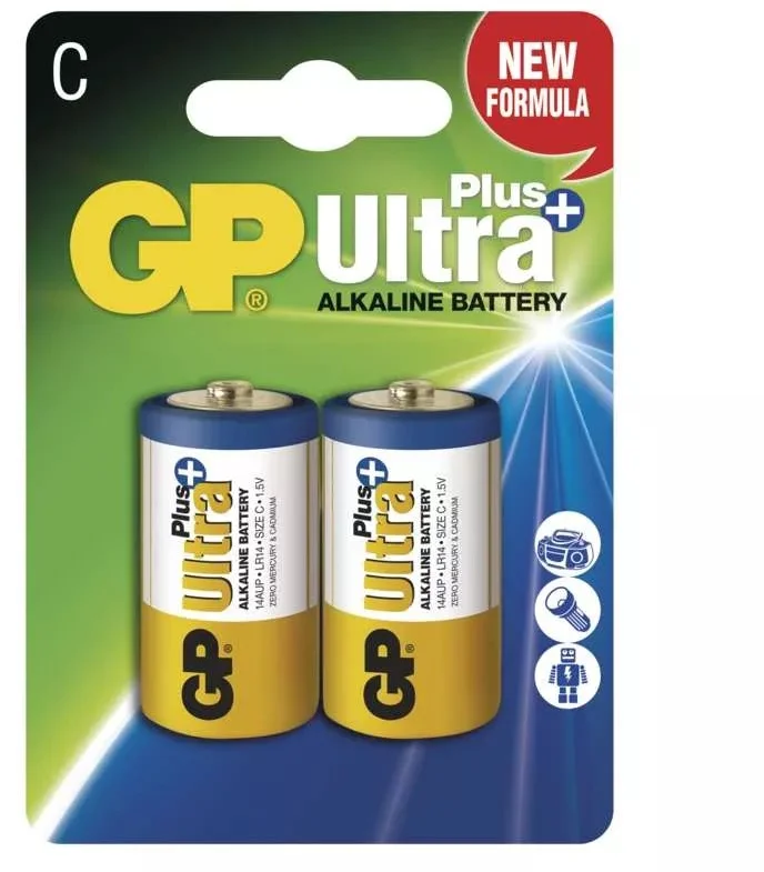 GP Ultra Plus Alkaline R14 (C, malý mono) blister, 2 kusy