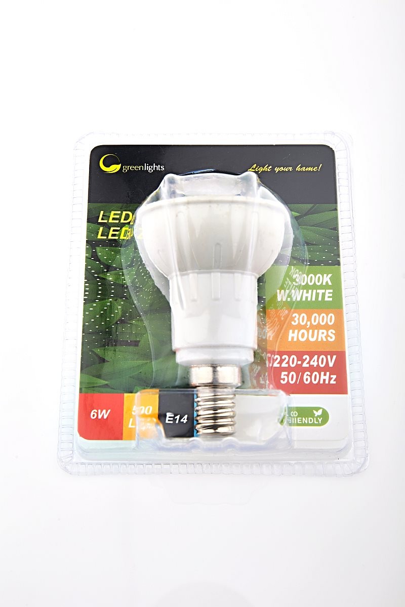 GREEN LIGHTS LED E14 SMD2835 6W AP, teplá bílá
