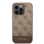 Guess 4G Stripe Zadní Kryt pro iPhone 14 Pro Brown