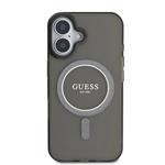 Guess IML Glitter Ring MagSafe zadný kryt pre iPhone 16 Black