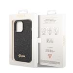 Guess PC/TPU Glitter Flakes Metal Logo Zadní Kryt pro iPhone 14 Pro Black