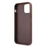 Guess PU 4G Kovové logo Zadný kryt pre iPhone 12/12 Pro Brown