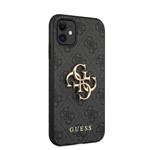 Guess PU 4G Kovový zadný kryt s logom pre iPhone 11 Grey